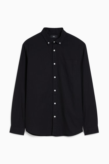 Heren - Overhemd - regular fit - button down - zwart