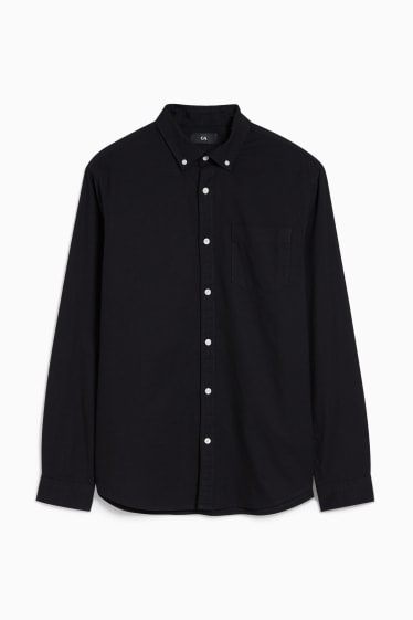 Men - Shirt - regular fit - button-down collar - black