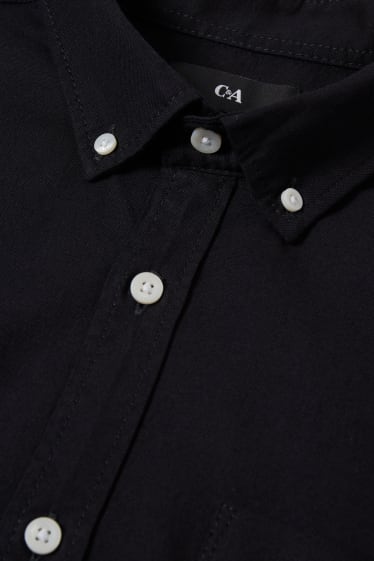 Men - Shirt - regular fit - button-down collar - black