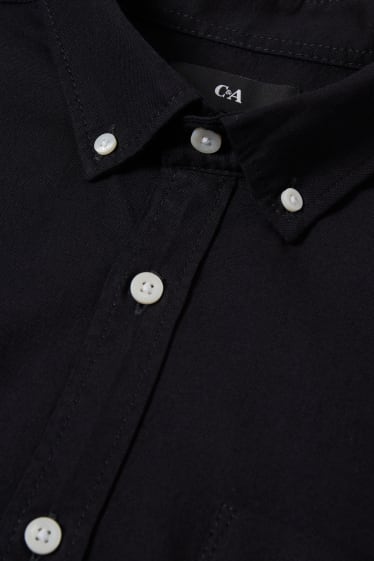 Hommes - Chemise - regular fit - col button-down - noir