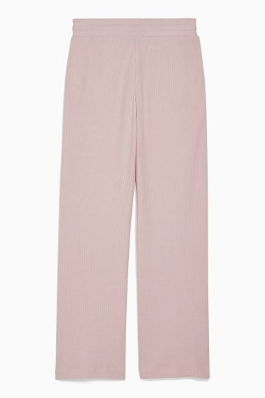 Dámské - Žerzejové kalhoty - loose fit - růžová