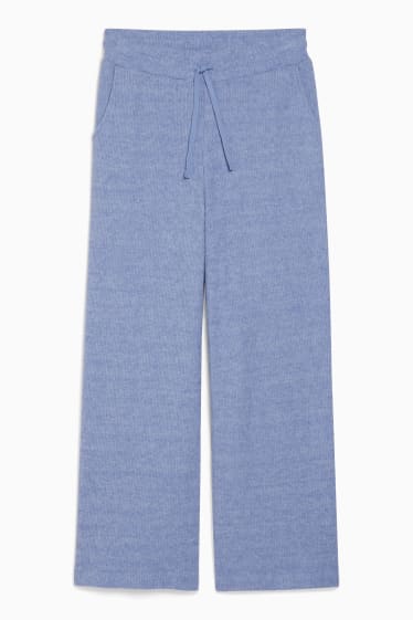 Femmes - Pantalon en maille - relaxed fit - bleu clair