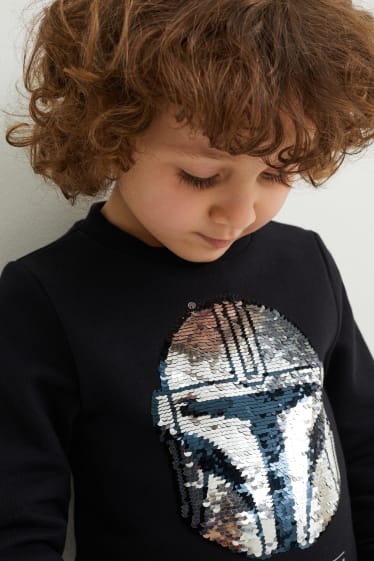 Dzieci - Star Wars: The Mandalorian - bluza - efekt połysku - czarny