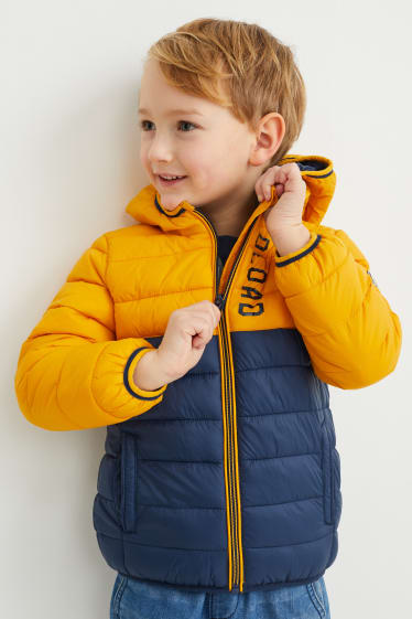 Children - Quilted jacket with hood - yellow