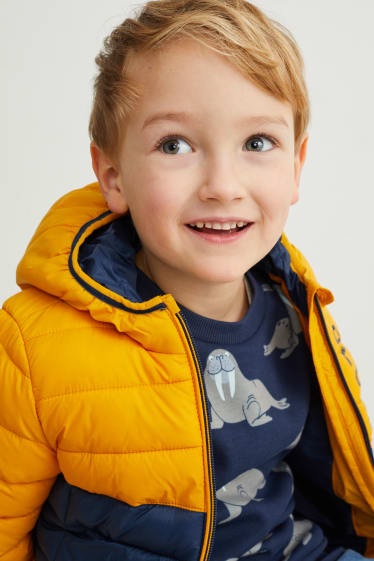 Children - Quilted jacket with hood - yellow