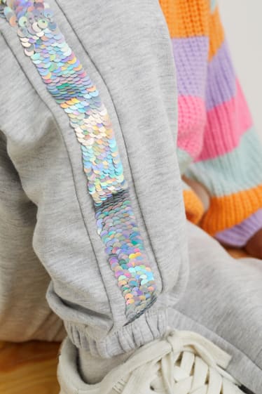 Kinderen - Joggingbroek - glanseffect - licht grijs-mix