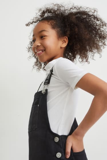 Niños: niñas - Set - pichi vaquero y camiseta de manga corta - 2 piezas - vaqueros - gris oscuro