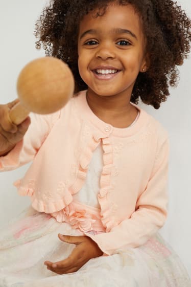 Kinderen - Jurk met ceintuur - feestelijk - gebloemd - crème wit