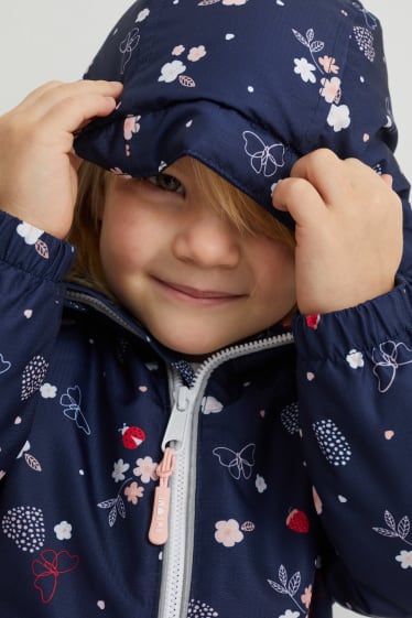 Kinder Mädchen - Jacke mit Kapuze - gemustert - dunkelblau