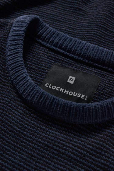 Mężczyźni - CLOCKHOUSE - sweter z szenili - ciemnoniebieski
