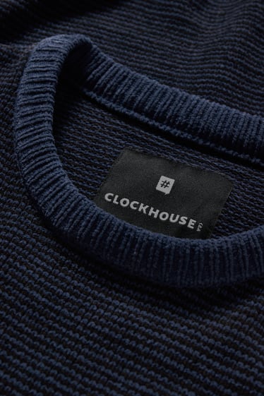 Hommes - CLOCKHOUSE - pullover en chenille - bleu foncé