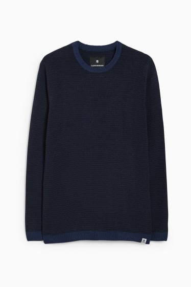 Hommes - CLOCKHOUSE - pullover en chenille - bleu foncé