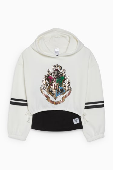 Enfants - Coupe ample - Harry Potter - ensemble - sweat à capuche et haut - 2 pièces - noir / blanc