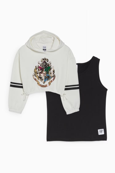 Niños - Talla grande - Harry Potter - set - sudadera con capucha y top - 2 piezas - negro / blanco