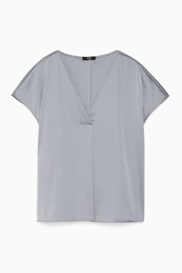 Women - Satin blouse - light gray