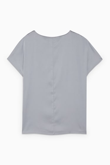 Women - Satin blouse - light gray