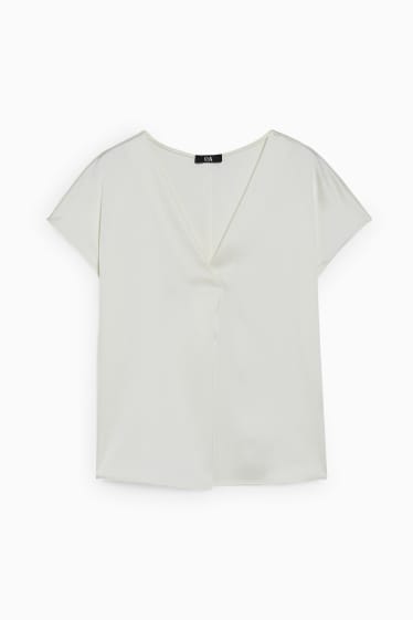 Dames - Satijnen blouse - crème wit