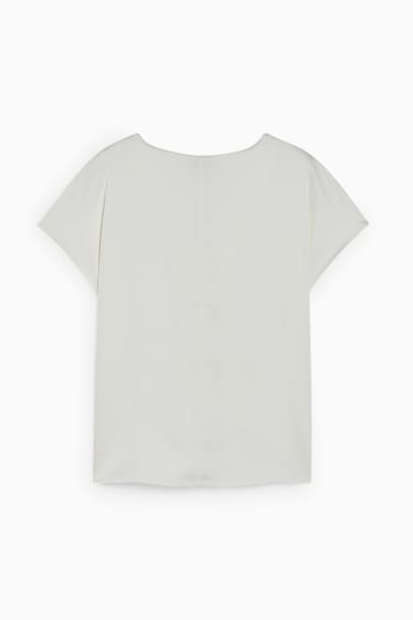 Dames - Satijnen blouse - crème wit