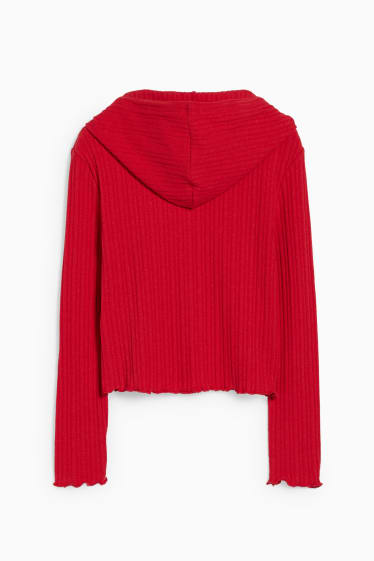 Kinder Mädchen - Strickjacke mit Kapuze - rot