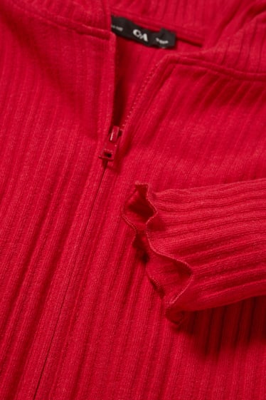 Kinder - Strickjacke mit Kapuze - rot