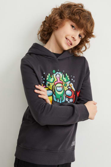 Bambini - Among us - felpa con cappuccio - grigio scuro