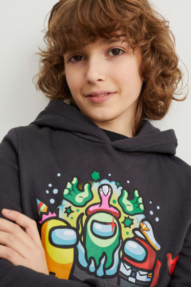 Bambini - Among us - felpa con cappuccio - grigio scuro