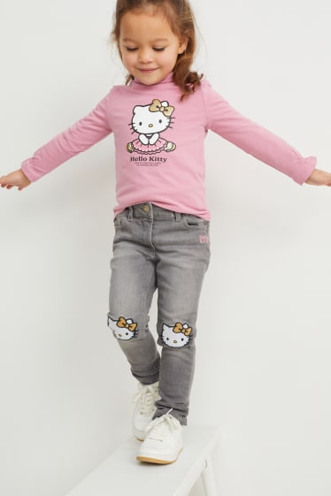 Kinderen: meisjes - Hello Kitty - regular jeans - thermojeans - jeansgrijs