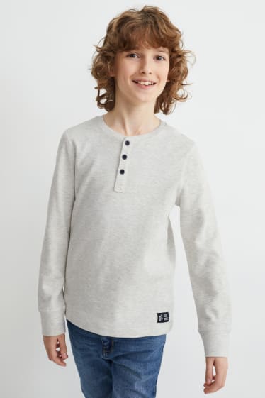 Kinder - Langarmshirt - weiß-melange