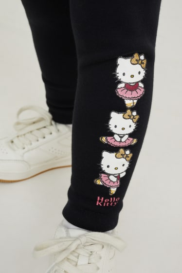 Dzieci - Wielopak, 2 pary - Hello Kitty - ocieplane legginsy - czarny