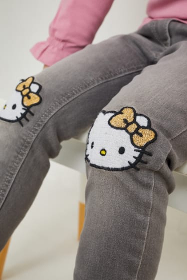 Kinderen: meisjes - Hello Kitty - regular jeans - thermojeans - jeansgrijs