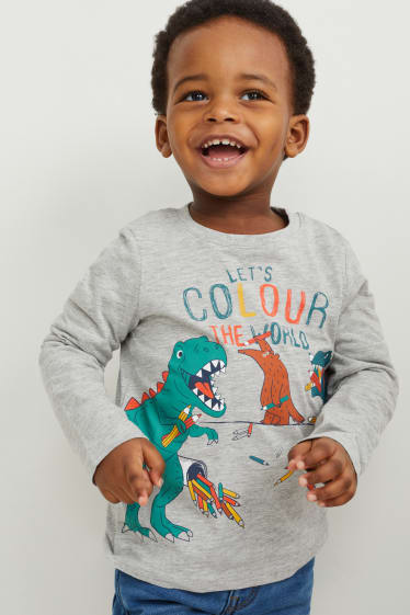 Kinderen - Set van 3 - longsleeve - licht grijs-mix