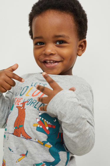 Kinderen - Set van 3 - longsleeve - licht grijs-mix