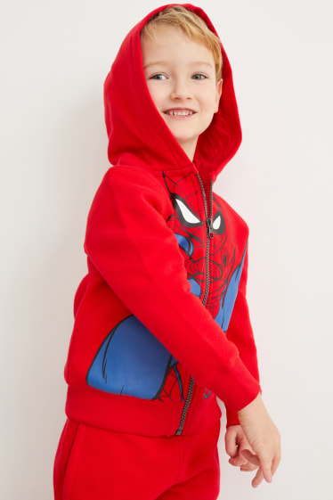 Enfants - Spider-Man - sweat zippé en molleton avec capuche - rouge