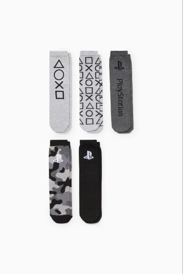 Bambini - Confezione da 5 - PlayStation - calze con motivo - nero