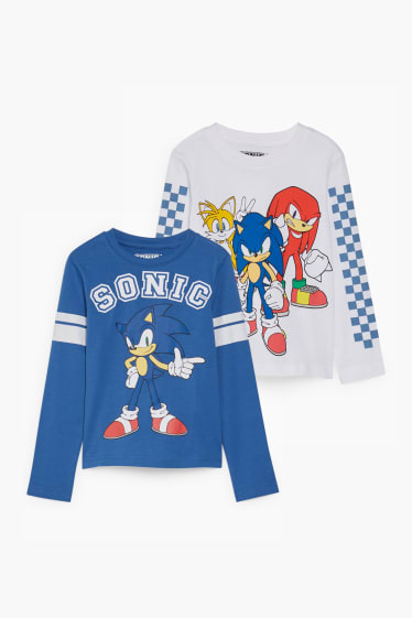 Niños - Pack de 2 - Sonic - camisetas de manga larga - azul