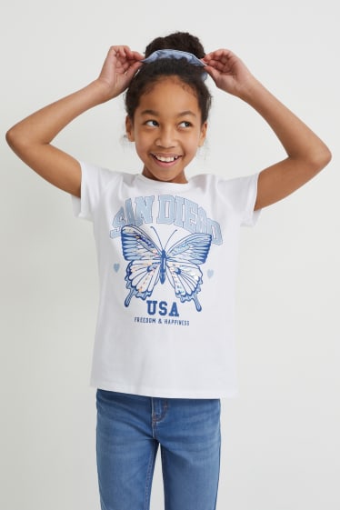 Kinder Mädchen - Set - Kurzarmshirt und Scrunchie - 2 teilig - weiss