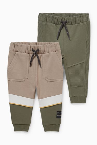 Baby: jongens - Set van 2 - babyjoggingbroek - beige