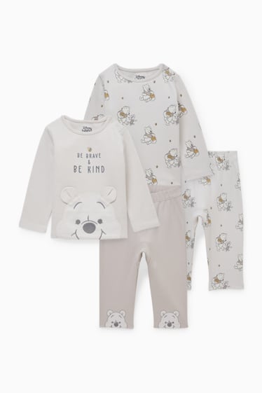 Babys - Set van 2 - Winnie de Poeh - babypyjama - 4-delig - lichtgrijs