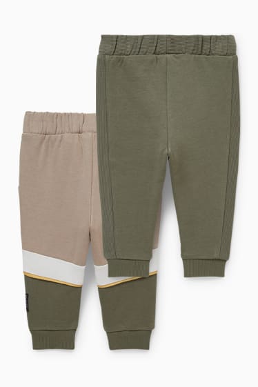 Baby: jongens - Set van 2 - babyjoggingbroek - beige