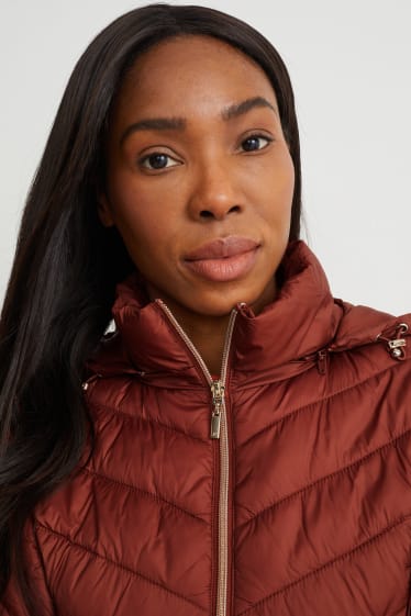 Women - Quilted jacket with hood - BIONIC-FINISH®ECO - recycled - dark red