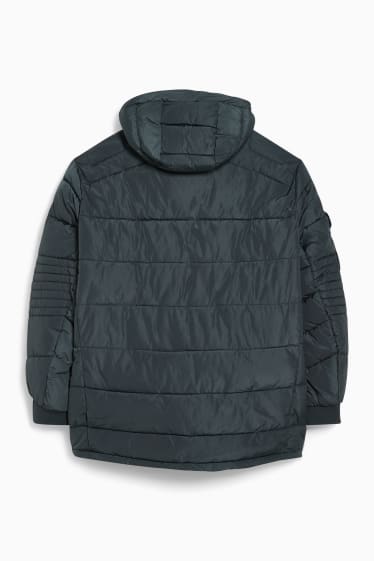 Men - Quilted jacket with hood - dark green