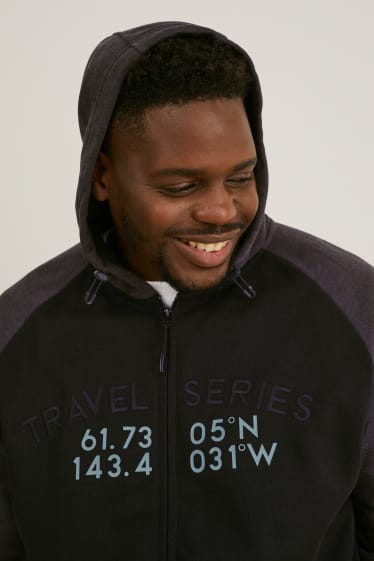 Herren - Sweatjacke mit Kapuze - schwarz / grau
