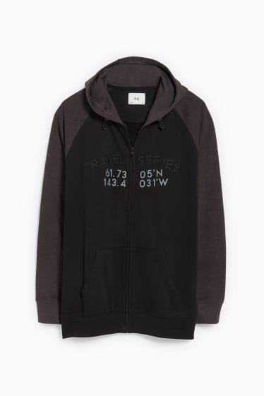 Men - Zip-through sweatshirt with hood - black / gray