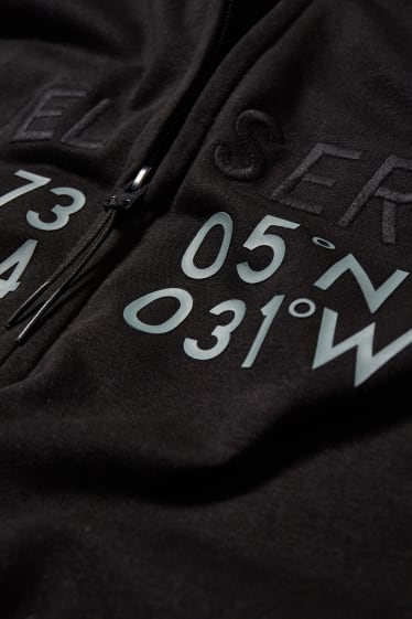 Herren - Sweatjacke mit Kapuze - schwarz / grau