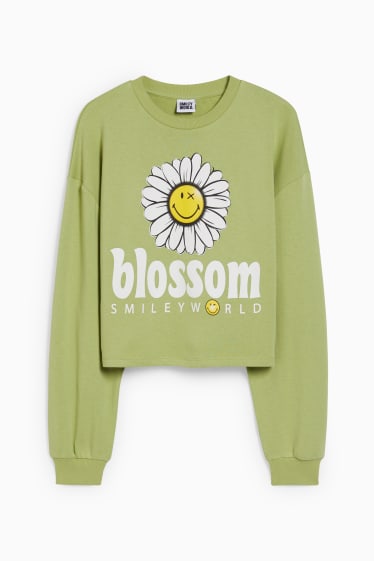 Damen - Crop Sweatshirt - SmileyWorld® - hellgrün