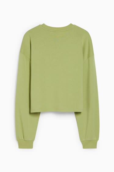 Women - CLOCKHOUSE - cropped sweatshirt - SmileyWorld® - light green