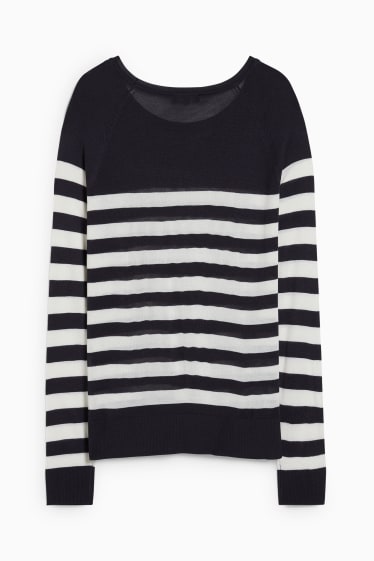 Women - Basic jumper - striped - dark blue / creme white