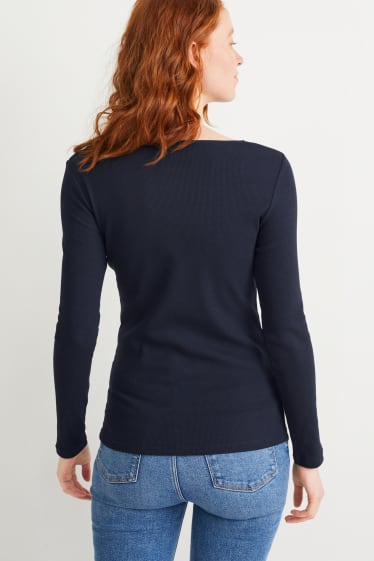 Damen - Basic-Langarmshirt - dunkelblau