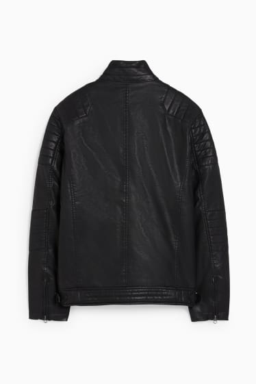 Hommes - Blouson motard - synthétique - noir