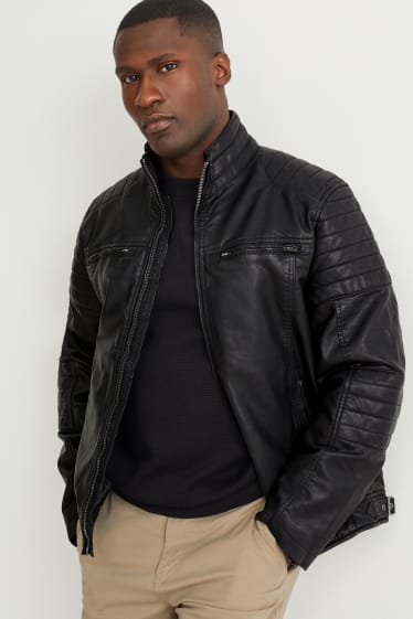 Bărbați - Jachetă de motociclist - imitație de piele - negru